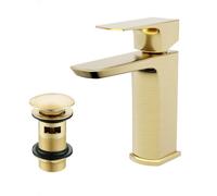 Nes Home Brushed Brass Basin Mono Mixer Tap & Slotted Waste