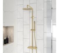 Nes Home Brushed Brass Cool Touch Thermostatic Riser Rail Shower Set