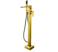 Nes Home Brushed Brass Floor Standing Bath Shower Mixer