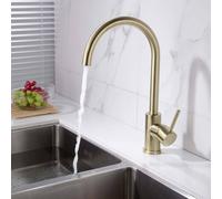 Nes Home Kitchen Single Lever Mixer Tap With Diffuser 360 Swivel Brushed Brass Manhattan