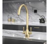 Nes Home Brushed Brass Modern Kitchen Sink Swivel Mixer Tap Dual Lever