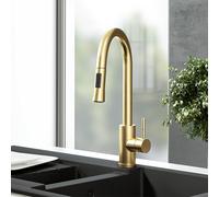 Nes Home Brushed Brass Modern Pull Out Kitchen Mixer Tap