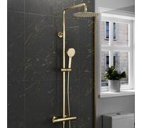 Nes Home Brushed Brass Round Exposed Thermostatic Shower Kit