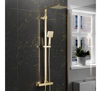 Nes Home Brushed Brass Square Exposed Thermostatic Shower Kit