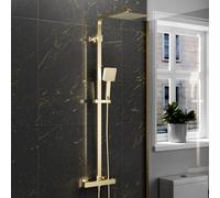 Nes Home Brushed Brass Square Exposed Thermostatic Shower Kit