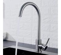 Nes Home Brushed Stainless Steel Finish Single Lever Kitchen Mixer Tap in Silver Nes Home Silver
