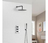 Nes Home Calla Concealed Slim Overhead Shower Head 3 Dial Thermostatic Valve And Pencil Handset