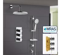 Nes Home Calla Round 3 Dial 2 Way Bathroom Concealed Thermostatic Shower Mixer Valve Tap