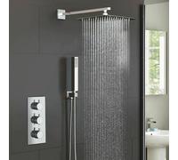 Nes Home Calla Round Concealed Thermostatic Mixer Valve Hand Held 300mm Shower Head Set in Silver Nes Home Silver