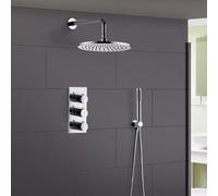Nes Home Calla Round Concealed Thermostatic Shower Valve Mixer Set - Shower Head & Handset