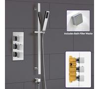 Nes Home Cameo Concealed Thermostatic Shower Mixer Handset Slider Rail & Bath Filler