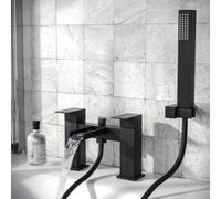 Nes Home Cascade Waterfall Bath Shower Mixer Tap & Handset Matte Black
