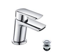 Nes Home Centa Modern Waterfall Basin Mono Mixer Tap & Waste in Silver Nes Home Silver