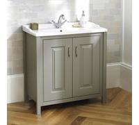 Nes Home Chiltern 800mm Flat Pack Stone Grey Bathroom Traditional Basin Vanity Unit