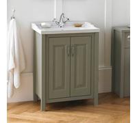 Nes Home Chiltern 800mm Freestanding 2 Door Vanity Basin Unit Stone Grey