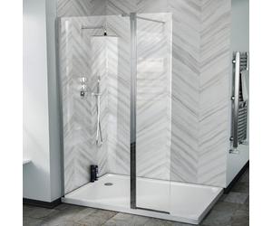 Nes Home Chrome 1000 Wet Room Screen 8mm Tempered Glass with 300mm Return Panel