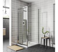 Nes Home Chrome 1000mm Tempered Glass Bi-fold Shower Door 1000mm Side Panel