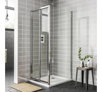 Nes Home Chrome 1000mm Tempered Glass Bi-Fold Shower Door 800mm Side Panel