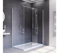 Nes Home Chrome 1400 X 800mm Wet Room Screen 8mm Tempered Glass With Tray