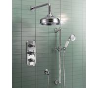 Nes Home Chrome 3 Dial 2 Way Traditional Rail Handset & Shower Head Set in Silver Nes Home Silver