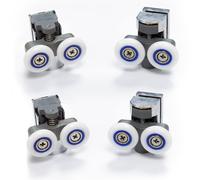 Nes Home Chrome 4 Shower Door Wheels 23mm Twin Top & Bottom Roller Runners in Silver Nes Home Silver