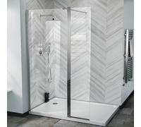 Nes Home Chrome 800 Wet Room Screen 8mm Tempered Glass With 300mm Return Panel