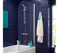 Nes Home Chrome 800mm Frameless Curved Pivot Bath Shower Screen Door