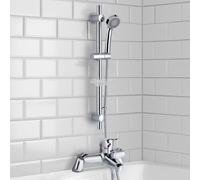 Nes Home Chrome Bath Filler Shower Mixer Tap & Slider Rail Handset Kit in Silver Nes Home Silver