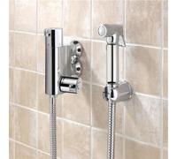 Nes Home Chrome Bidet Douche & Mini Thermostatic Bar Valve Spray Kit Muslim Shataff with Easy Fittings in Silver Nes Home Silver