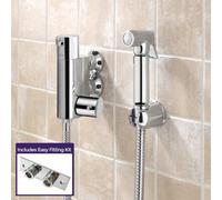 Nes Home Chrome Bidet Douche & Mini Thermostatic Bar Valve Spray Kit Shataff With Easy Fittings