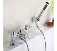 Nes Home Chrome Centa Waterfall Bath Shower Mixer Tap with Shower Kit in Silver Nes Home Silver