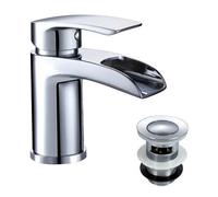 Nes Home Chrome Cloakroom Waterfall Basin Mono Mixer Tap Brass With Waste