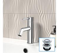 Nes Home Chrome Deck Mounted Round Single Lever Basin Mono Tap with Waste