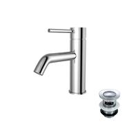 Nes Home Chrome Deck Mounted Round Single Lever Basin Mono Tap with Waste