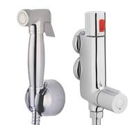 Nes Home Chrome Douche With 1.2m Hose & Mini Vertical Thermostatic Mixer Valve in Silver Nes Home Silver