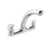 Nes Home Chrome Dual Lever 360 Swivel Spout Kitchen Basin Mono Mixer Tap in Silver Nes Home Silver