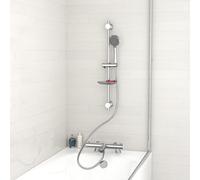 Nes Home Chrome Exposed Bath Shower Rail Mixer Tap Kit Set & Handheld Shower