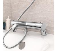Nes Home Chrome Exposed Thermostatic Bath Shower Mixer Tap Deck Mounted Kit Set