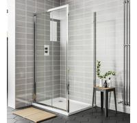 Nes Home Chrome Framed 1100mm Shower Slider Door With 800mm Frameless Side Panel