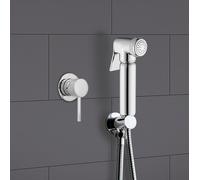 Nes Home Chrome Handheld Brass Douche Bidet Spray Set with Lever Controlled Mixer in Silver Nes Home Silver