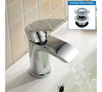 Nes Home Chrome Libra Waterfall Basin Mono Mixer Tap & Waste in Silver Nes Home Silver