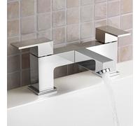 Nes Home Chrome Modern Bath Filler Tap Bathroom Twin Lever Square Faucet in Silver Nes Home Silver