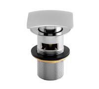 SQUARE CHROME PLATED BRASS PUSH BUTTON SLOTTED CLICK SPRUNG BASIN WASTE | Naomi