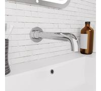 Nes Home Chrome Round Wall Mounted Basin Tap with Adjustable Faceplate Depth in Silver Nes Home Silver