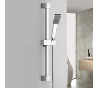 Nes Home | Chrome Square Bathroom Shower Slider Rail Kit + Handset + Shower Hose