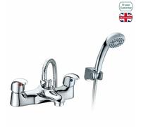 Nes Home Chrome Studio Bath Shower Mixer Tap & Handset Complete in Silver Nes Home Silver
