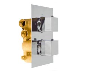 Nes Home Chrome Temel Modern Square 2 Way Concealed Thermostatic Shower Mixer Valve