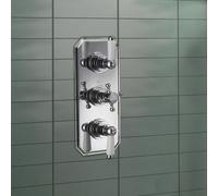 Nes Home Chrome Traditional 3 Dial 2 Way Concealed Thermostatic Shower Valve Brass in Silver Nes Home Silver