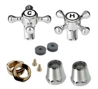 Nes Home Chrome Traditional Full Turn Cross Head Handle for Basin Tap in Silver Nes Home Silver
