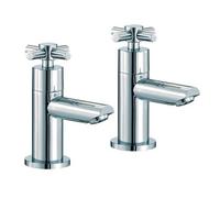 Nes Home Chrome Twin Hot & Cold Twin Bath Taps in Silver Nes Home Silver